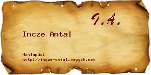 Incze Antal névjegykártya